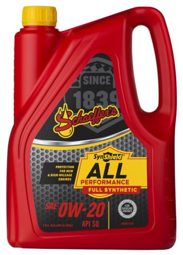 Schaeffer Manufacturing Co. 6020-006S SynShield All Performance Full Synthetic Gasoline Engine Oil 0W-20 For New and High Mileage Engines, 1-gallon bottle