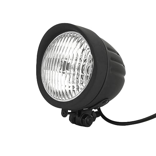 BOSCY 4.5" Vintage LED Motorcycle Headlight For Harley Davidson，4-1/2 Inch Bullet-Head Lamp Running Light Universal Fits Harley Mini Bike Sportster Dyna Bobber Copper-Bottom Mount, Black Visor - color: Matte Black