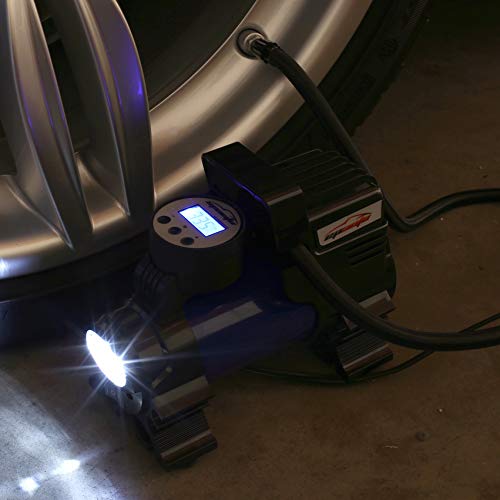 EPAuto 12V DC Portable Air Compressor Pump, Digital Tire Inflator - color: Blue