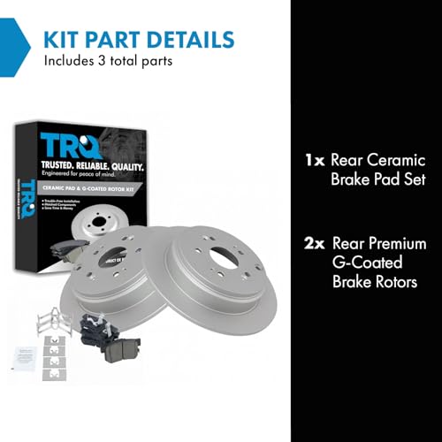 TRQ Rear Ceramic Brake Pad & Premium G-Coated Rotor Kit - style: BKA11331