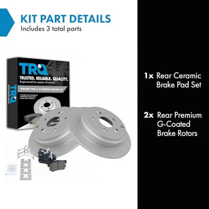 TRQ Rear Ceramic Brake Pad & Premium G-Coated Rotor Kit - style: BKA11331
