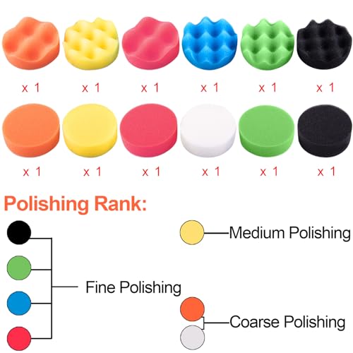 SIQUK 16 Pieces Buffing Pads 3 Inch Car Polishing Pad Kit Foam Polish Pads - size: 3 Inch
