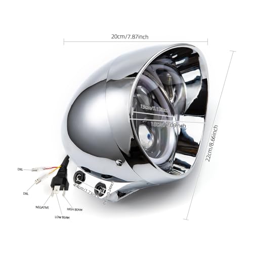 Motorcycle Headlight 5" Refit Vintage Head Lamp For Chopper Bobber Cruises Softail 883 Steed VLX 400 600 Magna 250 750 (Silver Shell)
