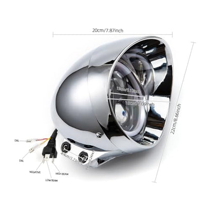 Motorcycle Headlight 5" Refit Vintage Head Lamp For Chopper Bobber Cruises Softail 883 Steed VLX 400 600 Magna 250 750 (Silver Shell)