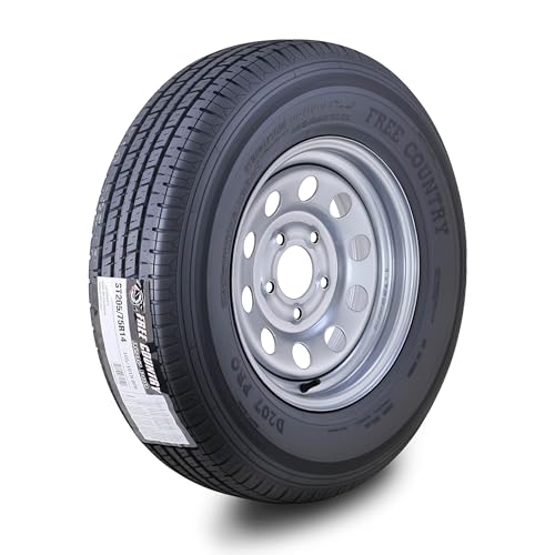Free Country Trailer Tire Wheel ST205/75R14 8-Ply D 105N w/5X4.5 Silver Mod - size: ST205/75R14