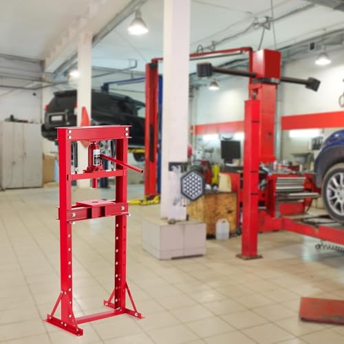 12T Hydraulic Press, Heavy-Duty h-Frame Garage Floor Hydraulic Shop Press - color: Red