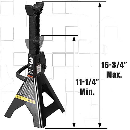 Torin 3 Ton (6,000 LBs) Capacity Steel Jack Stands, 2 Pack, Black, AT43202B - style: Jack Stand