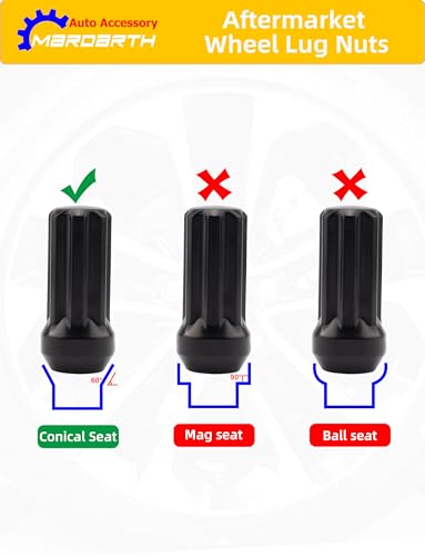 24+1 Black 7 Spline Lug Nuts M14x1.5 Closed End Conical Bulge Seat Hex 19mm - size: 14mm × 1.5, style: 24 Count