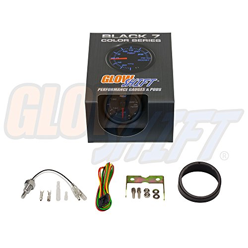 GlowShift Black 7 Color 300F Oil Temperature Gauge Kit, 2-1/16" 52mm