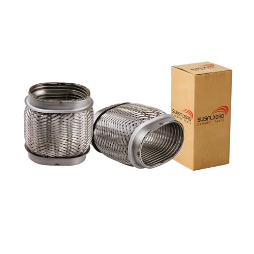Exhaust Flex Pipe (Interlock Lining OEM-Grade) 100% Stainless Steel SS304 For Heavy Duty and Cars (1 PC, 2.25/3.5X4.75) - size: 2.25/3.5X4.75