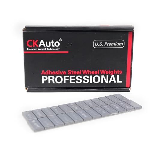 CKAuto 1/4oz, Trapezium Adhesive Stick-On Wheel Weights, Gray, 72 oz Box - color: gray, size: 1/4oz