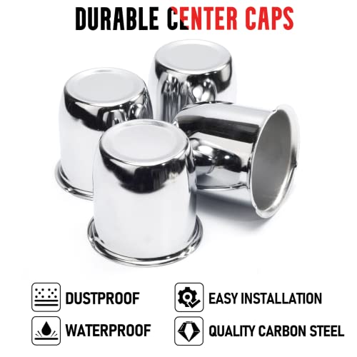 RTRHINOTUNING 2.80" Hub 2.91" H Push Through Center Caps for Trailers Trucks Wheel Rims 4 Pack Chrome Hub Covers - color: Chrome, size: 2.80" Center Hole, 2.91" Height
