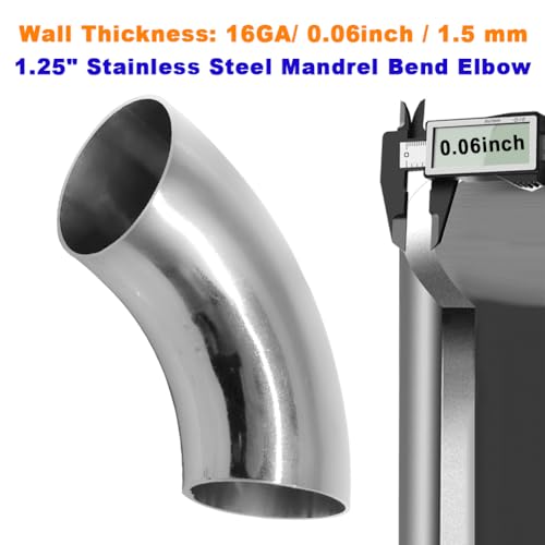 1.25 Inch 90 Degree Stainless Steel Bend Tube Exhaust Elbow Pipe for Car Modified Exhaust System 1.25" Piping Silver Tone，Stair Handrail (2PCS) - size: 1.25"