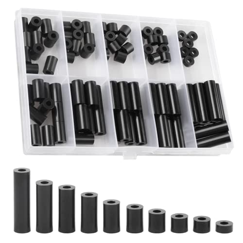 Exqutoo Black ABS Round Washers ID 3.2mm, OD 7mm - color: Black/3.2mm