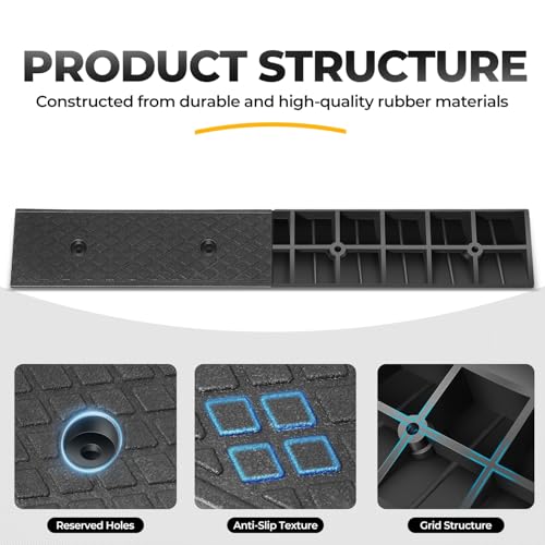 Auto Dynasty 2"H Rubber Curb Ramps for Driveway Sidewalk, Heavy Duty 2 Pack - size: 2" Rise