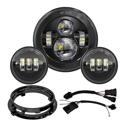 7 inch LED Motorcycle Headlights 4.5" Fog Passing Lights DOT Kit For Harley Davidson Road King Touring FatBoy Street Glide CVO Tri Glide Switchback Electra Glide Ultra Limited Classic harley headlight - size: 7 inch (black)
