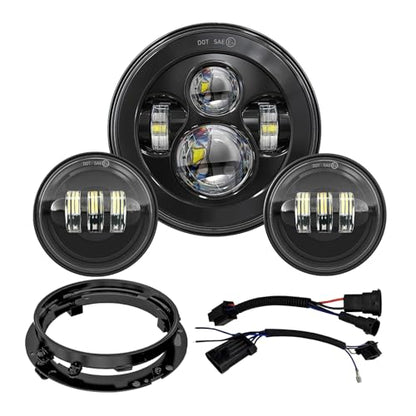 7 inch LED Motorcycle Headlights 4.5" Fog Passing Lights DOT Kit For Harley Davidson Road King Touring FatBoy Street Glide CVO Tri Glide Switchback Electra Glide Ultra Limited Classic harley headlight - size: 7 inch (black)