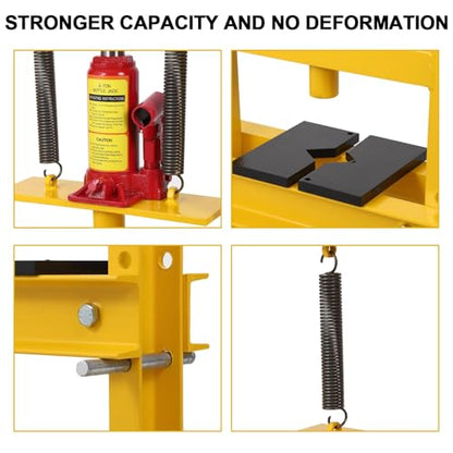 12Ton/26000LBS Hydraulic Press Machine,h Frame Portable Hydraulic Shop Press,Heavy Duty Bearing Presses with Movable Plate for Garage and Workshop,4 Adjustable Height