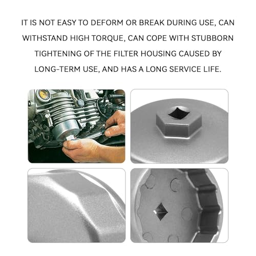 74mm 14 Flutes Oil Filter Wrench, Heavy Duty Oil Filter Removal Tool Socket Set Cartridge Style Housing Cap Wrench for Mercedes Benz Audi Sprinter VW Porsche Mazda, Select Mobil1 Bosch and Mahle