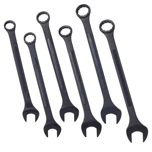 Jumbo Combination Wrench Set, 6-Piece SAE (1-3/8"-2"), Black Oxide, Pouch - Standard SAE Range, Ideal for Most Domestic Vehicles, Trucks & SUVs - color: 6-piece Sae (1-3/8"-2"), Black Oxide