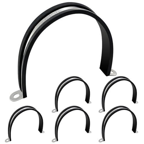 OURU 3.5 Inch Pipe Strap Fits 3.50"/88.9-89mm OD, Rubber U Bracket,6PCS - size: 3.5"