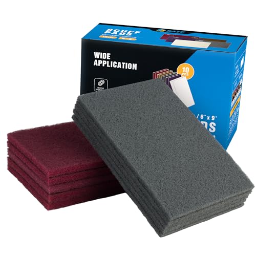 S SATC 6" x 9" 10 Pack General Purpose Scuff Pads,5 Each of Maroon and Gray Automotive Paint Primer Prep Adhesion Scratch Scuff Pads for Woodworking,Automotive Restoration - color: Maroon,Gray