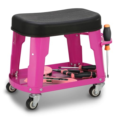 Auto Dynasty Mechanic Roller Stool, 300 LBS Capacity Rolling Creeper Garage Shop Seat with Tool Tray, Heavy Duty Mechanic Roll Repair Chair for Workshop Household Home Warehouse Office, Purple - color: Purple