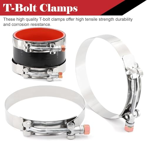Silicone Straight Hose 4 inch(102mm) Coupler, Rubber 4-ply Reinforced 3 inch Length Pipe 4×3 Air Intake Exhaust Hose Turbo Intercooler Coolant Radiator Tubing with Stainless Steel T-Bolt Clamps - size: 4 Inch
