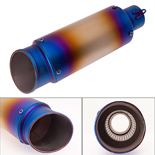 Universal Slip on Modified Exhaust Mufflers with Silencers Compatible with Motorcycle Grom ATV Dirt Bike Street Bike Scooter Pipe Diameter 38mm-51mm Exhaust,Blue - color: Blue
