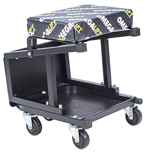 Omega Lift 91305 2-in-1 Mechanics Creeper Seat/Step Stool, 7.88'' Height, 17.72'' Width, 15.75'' Length, Black