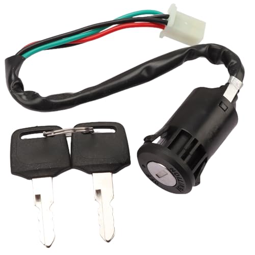 2 Pack Ignition Switch with Keys 4 Wire Pin Starter Key Switch for 50cc 70cc 90cc 110cc 125cc 150cc 200cc 250cc ATV Quad Go Kart Pit Bike Scooter TaoTao Coolster Apollo Sunl Roketa Baja Hawk Coleman