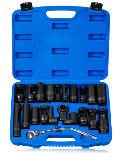 DAYUAN 21Pcs Oxygen Sensor Socket Set, Oil Pressure Sending Unit Socket Set - size: 21Pcs-Blue