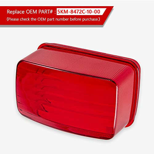 Tail Light Lens Compatible with 2002+ Yamaha Grizzly, Big Bear, Bruin, Kodiak, Wolverine Tail Light Cover Housing OEM Replacement # 5KM-8472C-10-00（Red） - color: Red