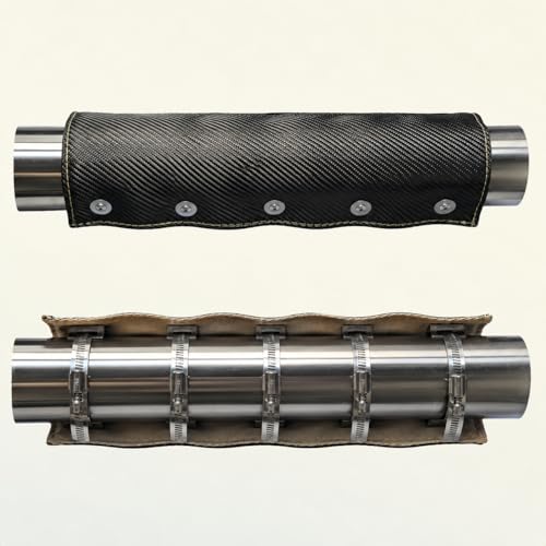 Exhaust Heat Shield 6" x 24", Carbon Pipe Shield for Motorcycle, Components, Hoses, Lines, and Electrical Wiring, Two-Layer Exhaust Wrap Pipe Heat Shield Protection up to 1800°F - size: 6'' x 24''