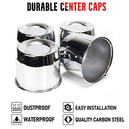 RTrhinotuning 4pcs 5.15in Push Through Wheel Center Caps Chrome Silver Truck Trailer Wheels Hub Caps 4.31in Height - color: Chrome, size: 5.15" Center Hole, 4.31" Height
