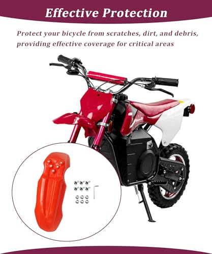 E-Bike Front Fender with Screw Kit Waterproof (Red) - color: Red