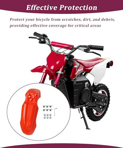 E-Bike Front Fender with Screw Kit Waterproof (Red) - color: Red