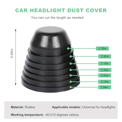 2 PCS Car Headlight Dust Covers, 100mm 4" Headlight Housing Cap Vehicle Forward Light Cover, Dustproof Flexible Rubber Sealed Headlamp Cap, Waterproof Car Front Lamp Cover (2 PCS) - color: 2 PCS