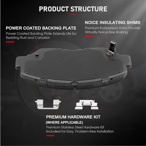 cciyu D914 D865 8pcs Front & Rear Ceramic Brake Pads Kits - size: Front[D914] + Rear[D865]