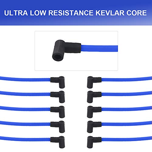 JDMON 10.5mm Spark Plug Wires Compatible with Ford F-150 F150 Mustang 5.0L 5.8L SBF 302 289 Ignition Wires High Performance Blue - color: Blue