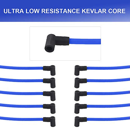JDMON 10.5mm Spark Plug Wires Compatible with Ford F-150 F150 Mustang 5.0L 5.8L SBF 302 289 Ignition Wires High Performance Blue - color: Blue