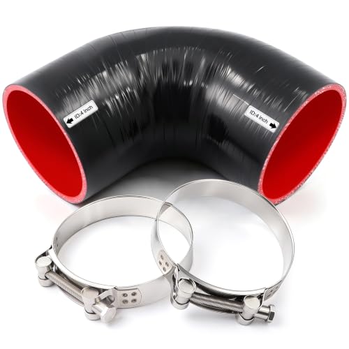 90 Degree Elbow 4 inch (102mm) 5-Ply Silicone Coupler Hose Leg Length 3.5" - size: 5-Ply ID 4"