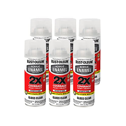 Rust-Oleum Acrylic Enamel 2X Spray Paint, Gloss Clear - color: Gloss Clear, size: 12 Ounce (Pack of 6)