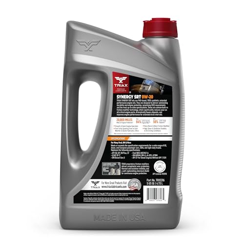 TRIAX Synergy SRT 0W-20 Full Synthetic Engine Oil API SQ/ILSAC GF-7A Licensed | 20,000 Miles of Protection (5 Quart - 3 Pack) - size: 5 Quart - 3 Pack