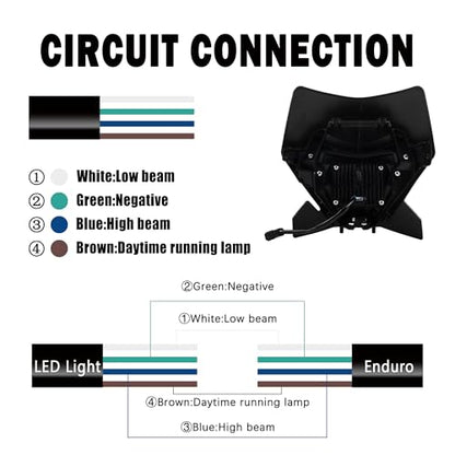 Dirt Bike LED Headlight,Motorcycle Elliptical Headlamp Supermoto Fairing For TC FE TE EXC XCW SXF SX 125 250 300 350 450 500 530 SMC R 690 2024 Black - color: Black