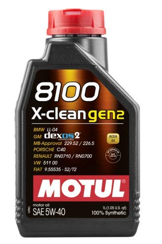 Motul 8100 X-clean Gen2 5W-40 Full Synthetic Motor Oil with Advanced Low SAPS Formula – ACEA C3 Approved for BMW, Mercedes-Benz, Opel & Renault Applications – 1 Liter - size: 1L