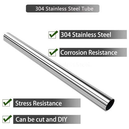 GeilSpace 3 Inch OD 304 Stainless Steel Exhaust Pipe, 48" Length, 1 Pack - size: 3"OD-48"-1PC