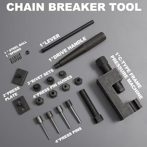 Motorcycle Chain Breaker Tool Kit, 18-Piece Chain Rivet Tool Set