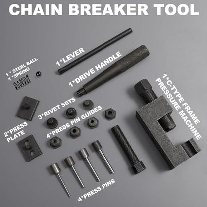 Motorcycle Chain Breaker Tool Kit, 18-Piece Chain Rivet Tool Set