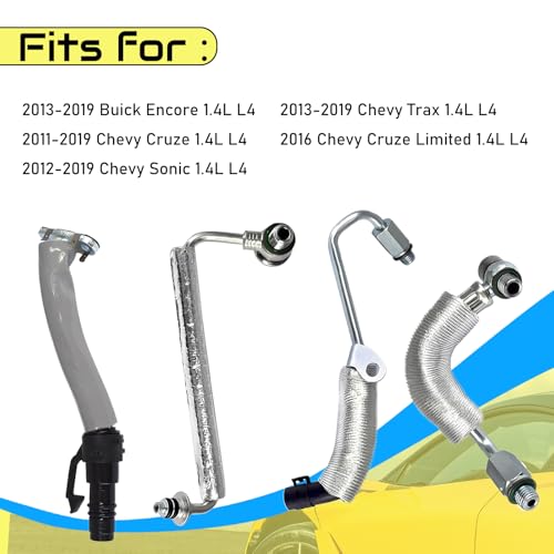 4PCS Turbo Oil Return Drain Line and Oil Feed Pipe Kit Compatible with Chevy Cruze Sonic Trax & Buick Encore 1.4 L4 55568031 55592600 25198546 55567067 55587854